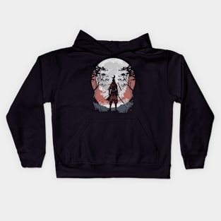 Moonlit Samurai: Echoes of Ancient Warriors” Kids Hoodie